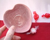 Pink Heart Bowl in White Stoneware Pottery