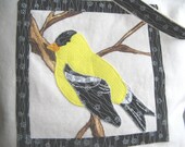Goldfinch Tote Bag Large Purse Market Carryall Applique Twill