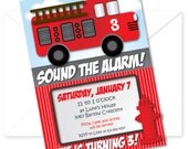Fire Truck Birthday Party Invitation