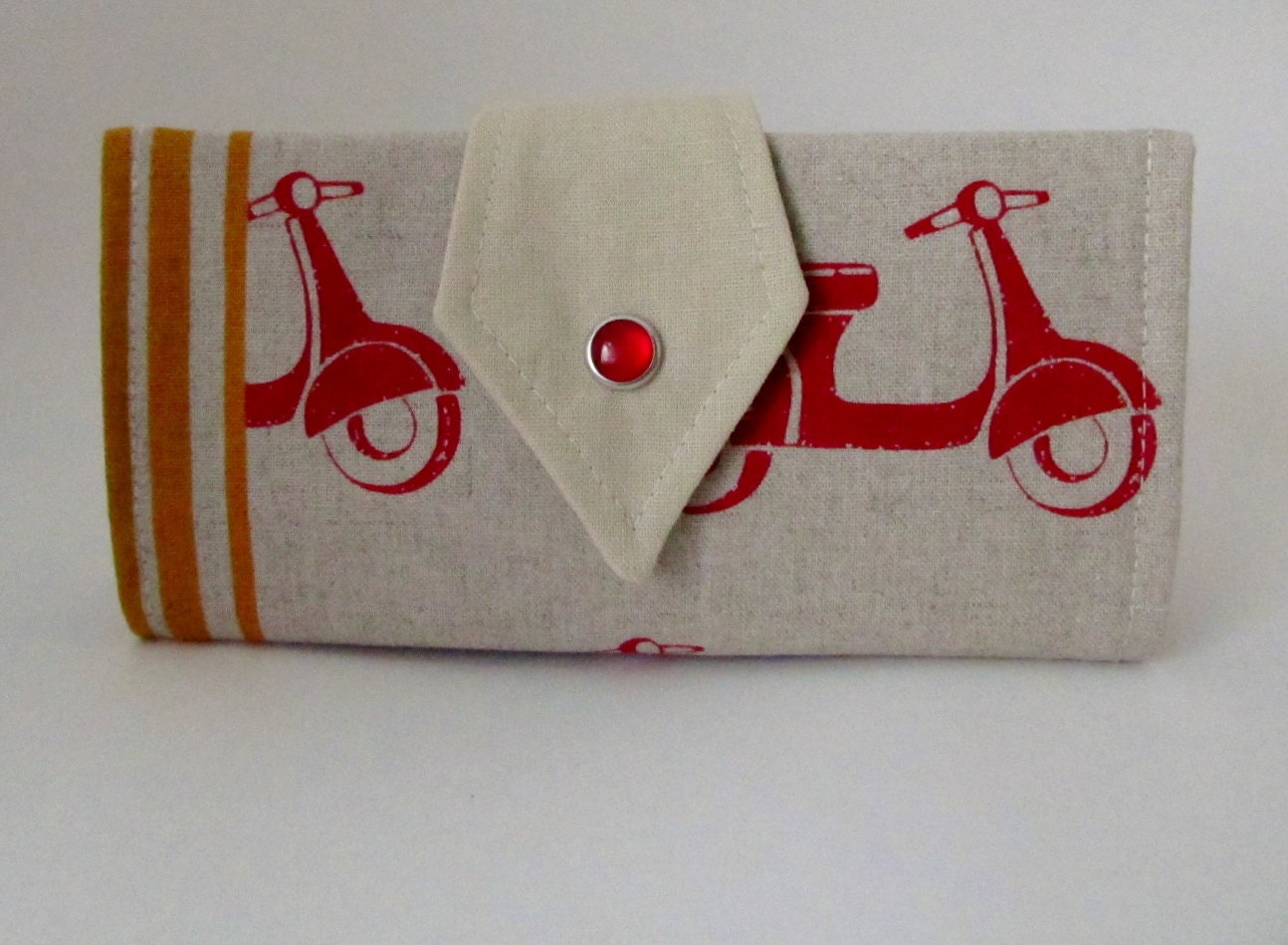 Handmade Checkbook Cover Wallet - Scooter Love