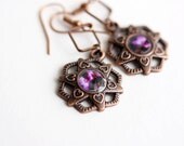 20% OFF Sale Vintage Inspired Jewelry Photo Earrings - Violets for a Girl - original fine art photo