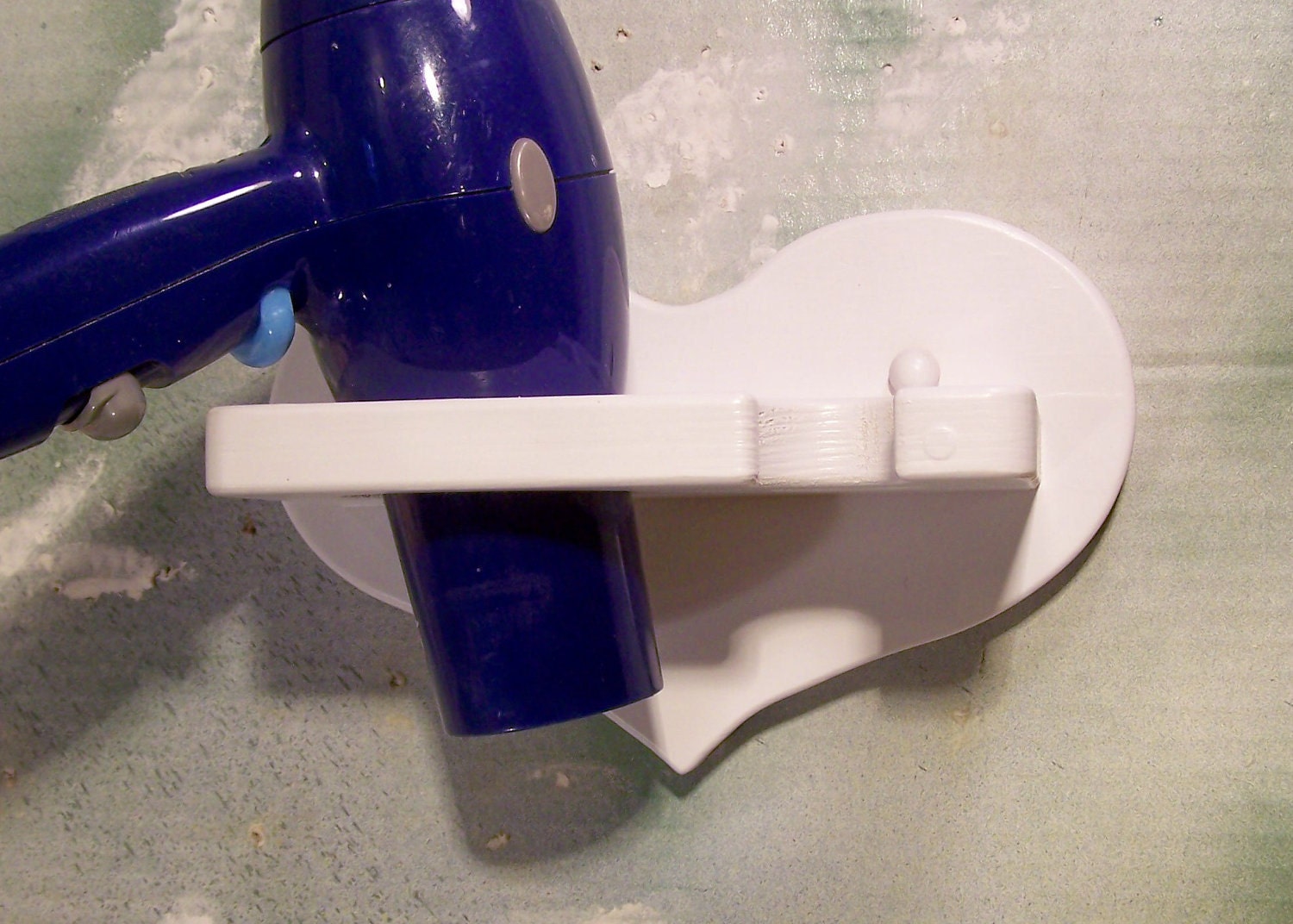 White Hair dryer and curling iron holder wood Heart