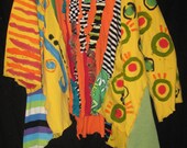 Tangerine Ruched Over sized Tunic Hand painted