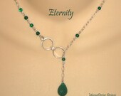 Eternity - Green Onyx Sterling Silver Lariat-Style Necklace