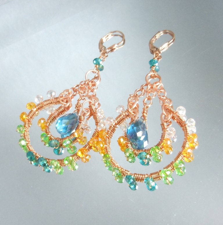 Persian Princess Wire wrapped crystal earrings