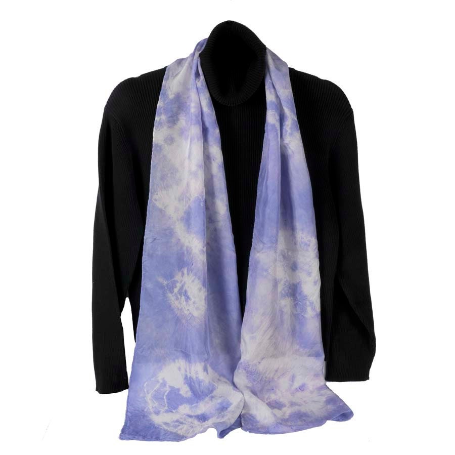Hand Dyed Silk Scarf: Lavender Clouds