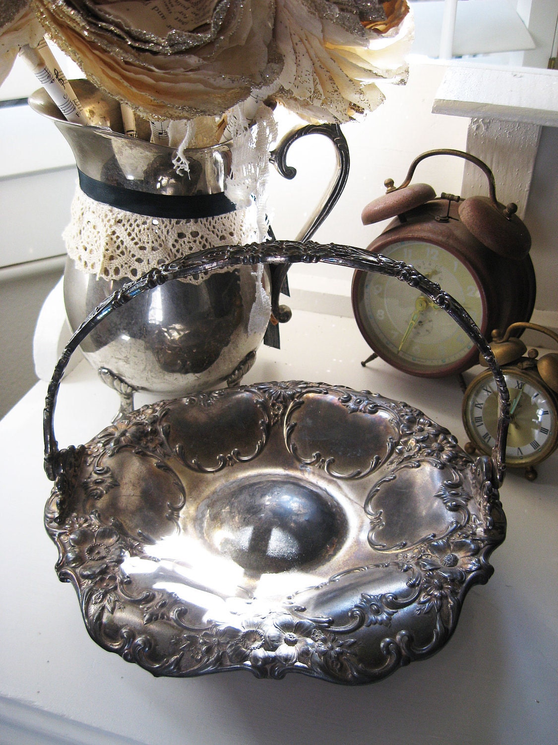 Antique Silverplate Basket - Stunning -