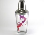 Cocktail Shaker - Chasing Geckos - Purple and Red - Custom Painted and Sandblasted