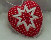Quilted Heart Valentine Ornament or Bowl Filler Red and White Hearts