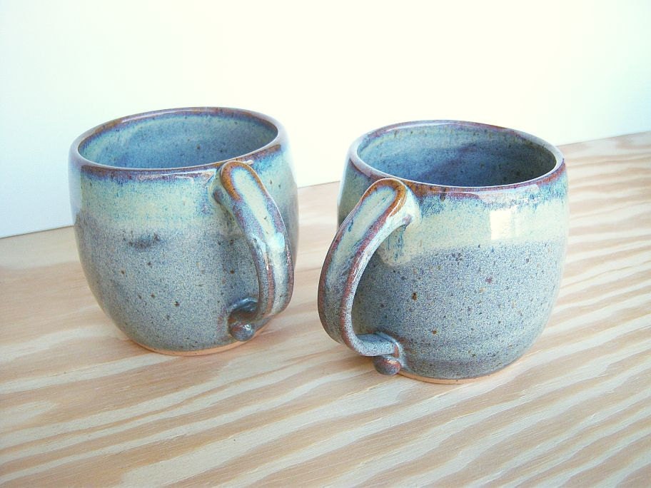 Ceramic Coffee Cups in Fog Glaze - Set of 2