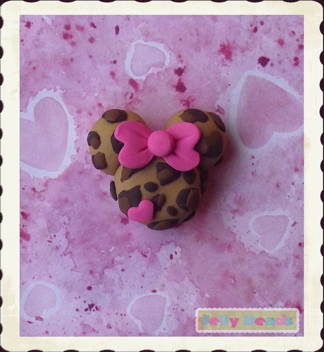 Jungle Minnie polymer clay bead/charm/bow center