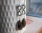 Infinity earrings - Smoky topaz briolette - dangle earrings - recycled sterling silver - mothers day gift