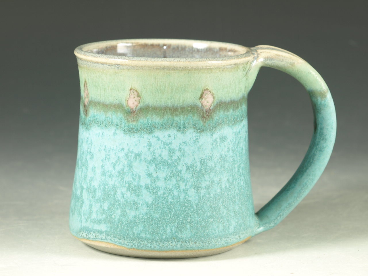 Small pottery Mug (14oz) in turquoise, pottery wheel thrown handmade ceramic mugs