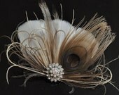 Feathers Fascinator, peacock Feathers Fascinator,bridal head piece,wedding hair piece