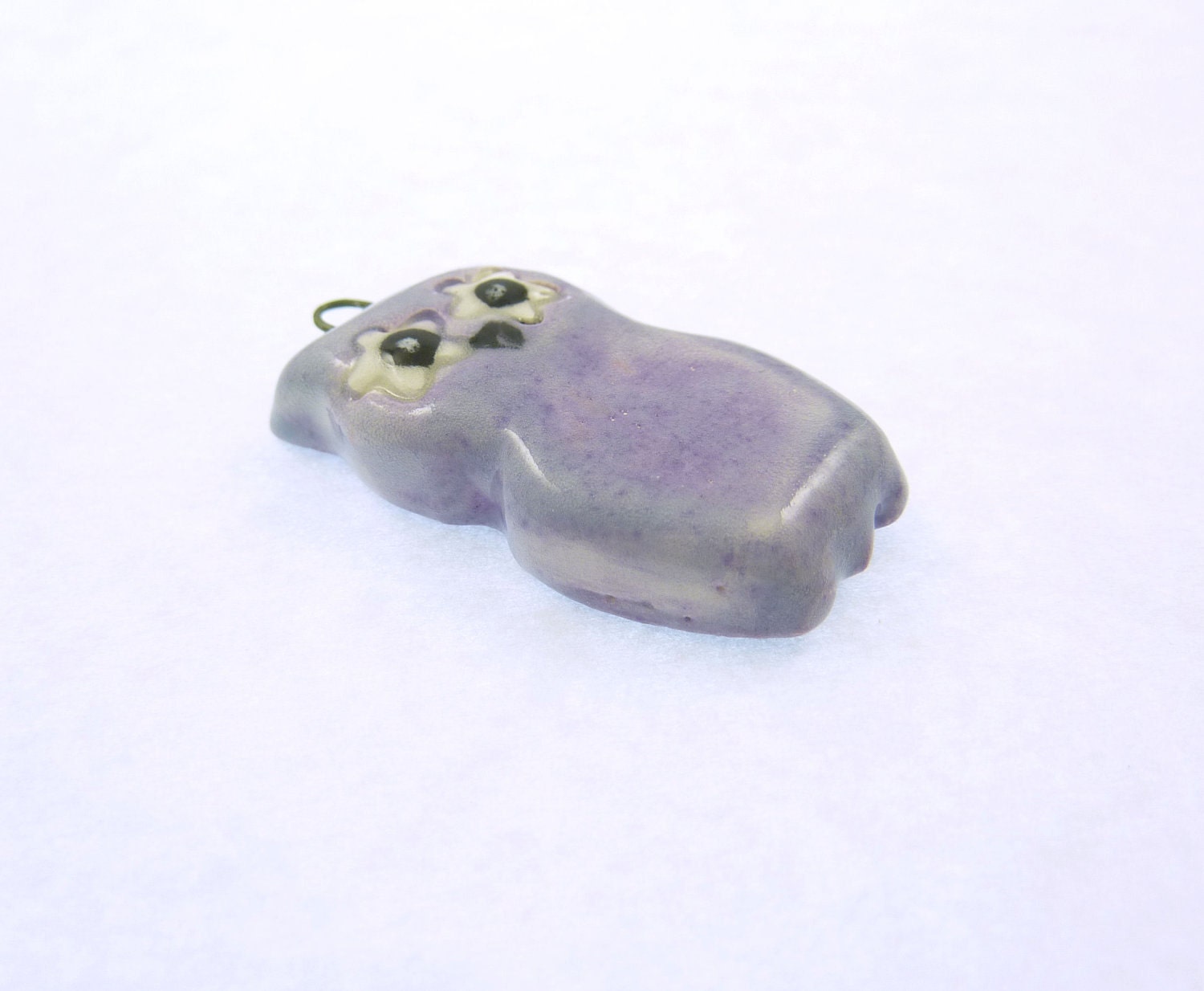 Ceramic Pendant.  Ceramic Owl Pendant.  Purple Owl Pendant.