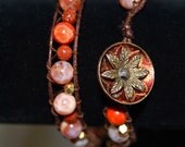 Wrap Around Bracelet Chan Luu Style Orange Agate Goldstone