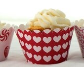 Sweet Valentine Cupcake Wrappers for Valentine Party in Pink and Red