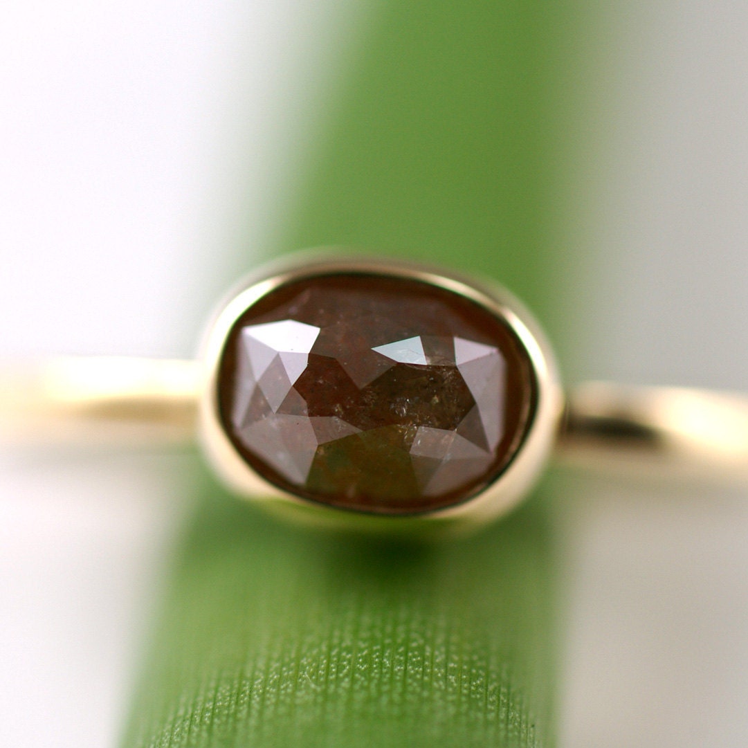 ON SALE Rose Cut Reddish Brown Diamond Oval - One Of A Kind