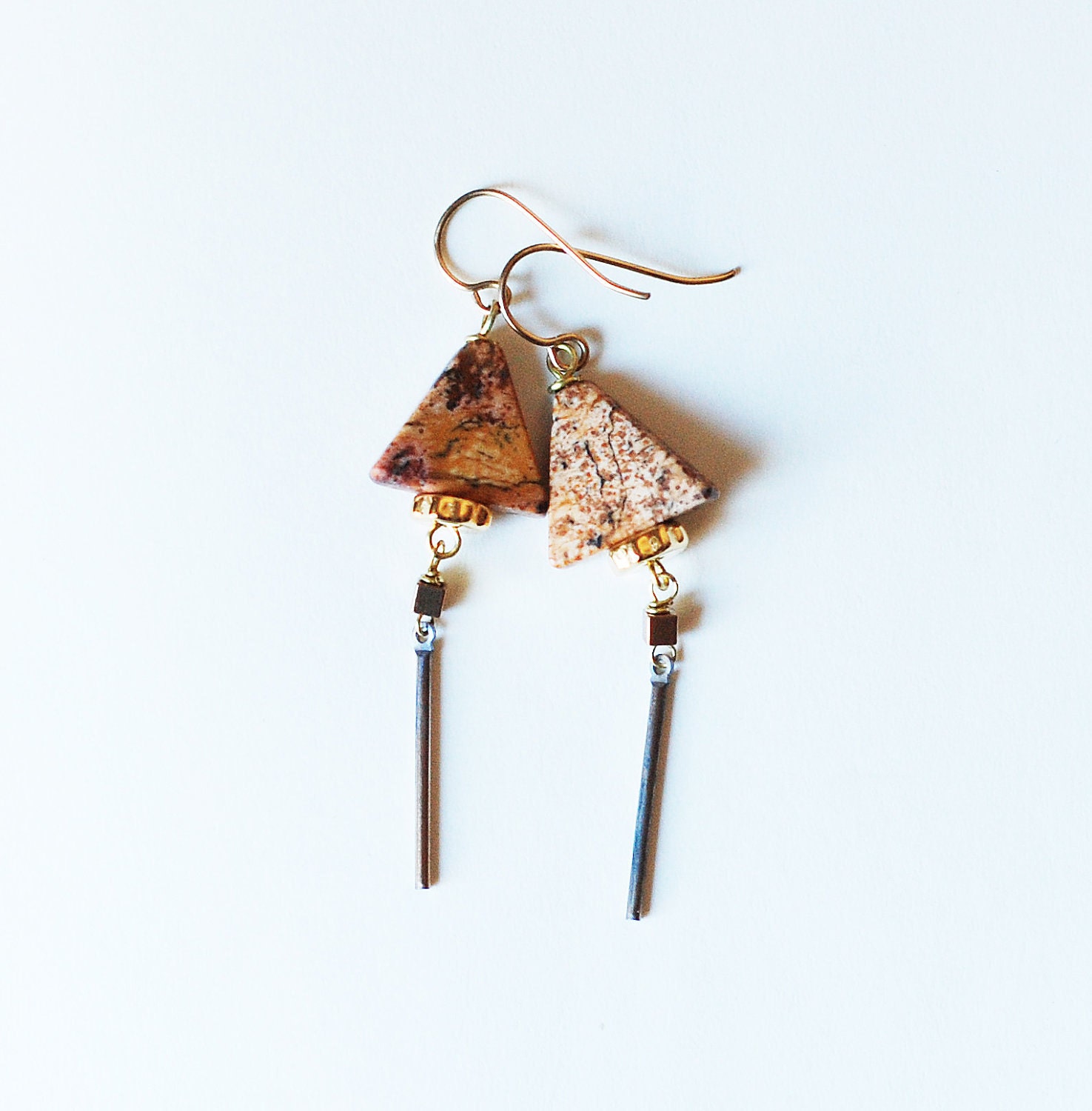Jasper triangle earrings