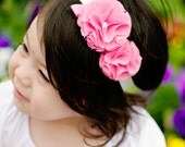 Pretty Dual Fabric Flower Headband in Candy Pink