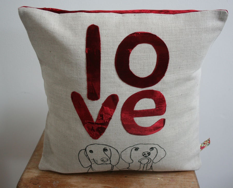 Valentine dog cushion with extra LOVE