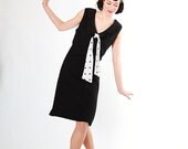 Vintage 1960s Dress - 60s Sailor Dress - Black and White