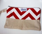 Diaper Clutch/Wristlet Red White Chevron
