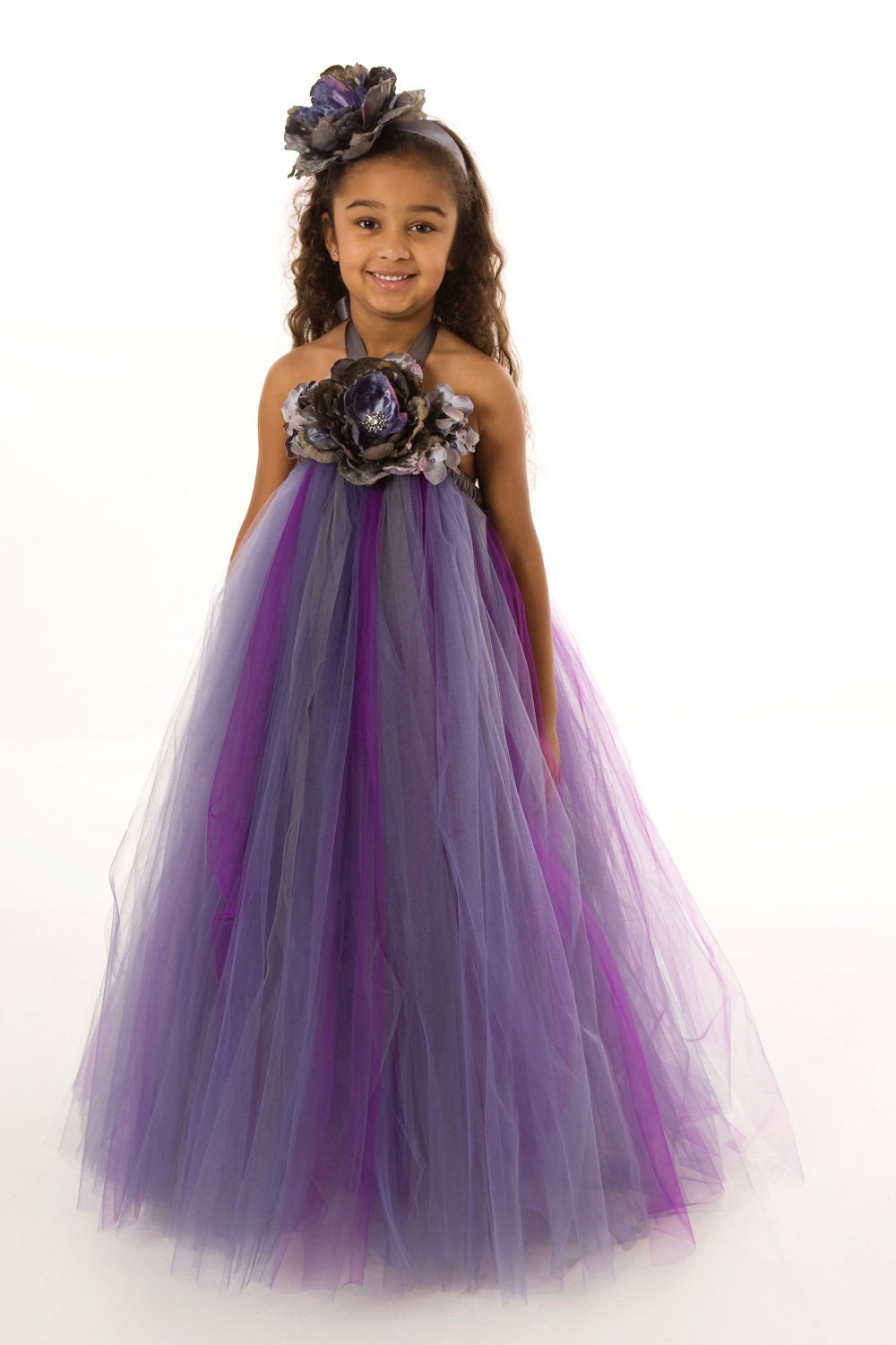 Flower Girl Tutu Dress - Purple - Amethyst Eclipse - 5-6 Youth Girl Il_170x135