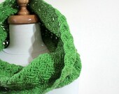 Crochet Infinity Cowl... Fingerless / Gloves / Mittens, Fall Trend. Hand Knit For Her Winter Fashion Holiday Accessories. St Patricks