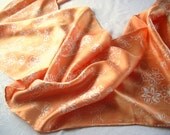 salmon pink scarf. hand printed silk