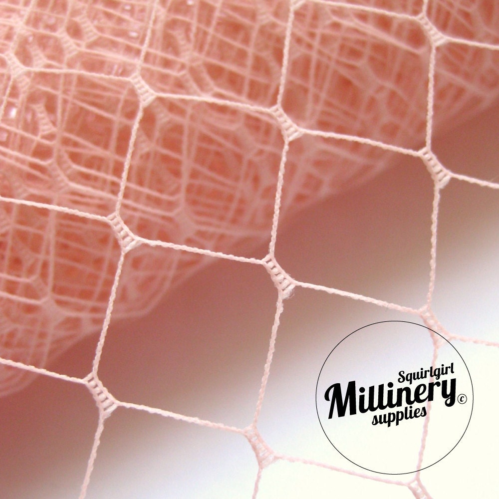 Vintage Light Pink English Merry Widow Hat Veiling for Millinery, 12" Wide x 1 Yard