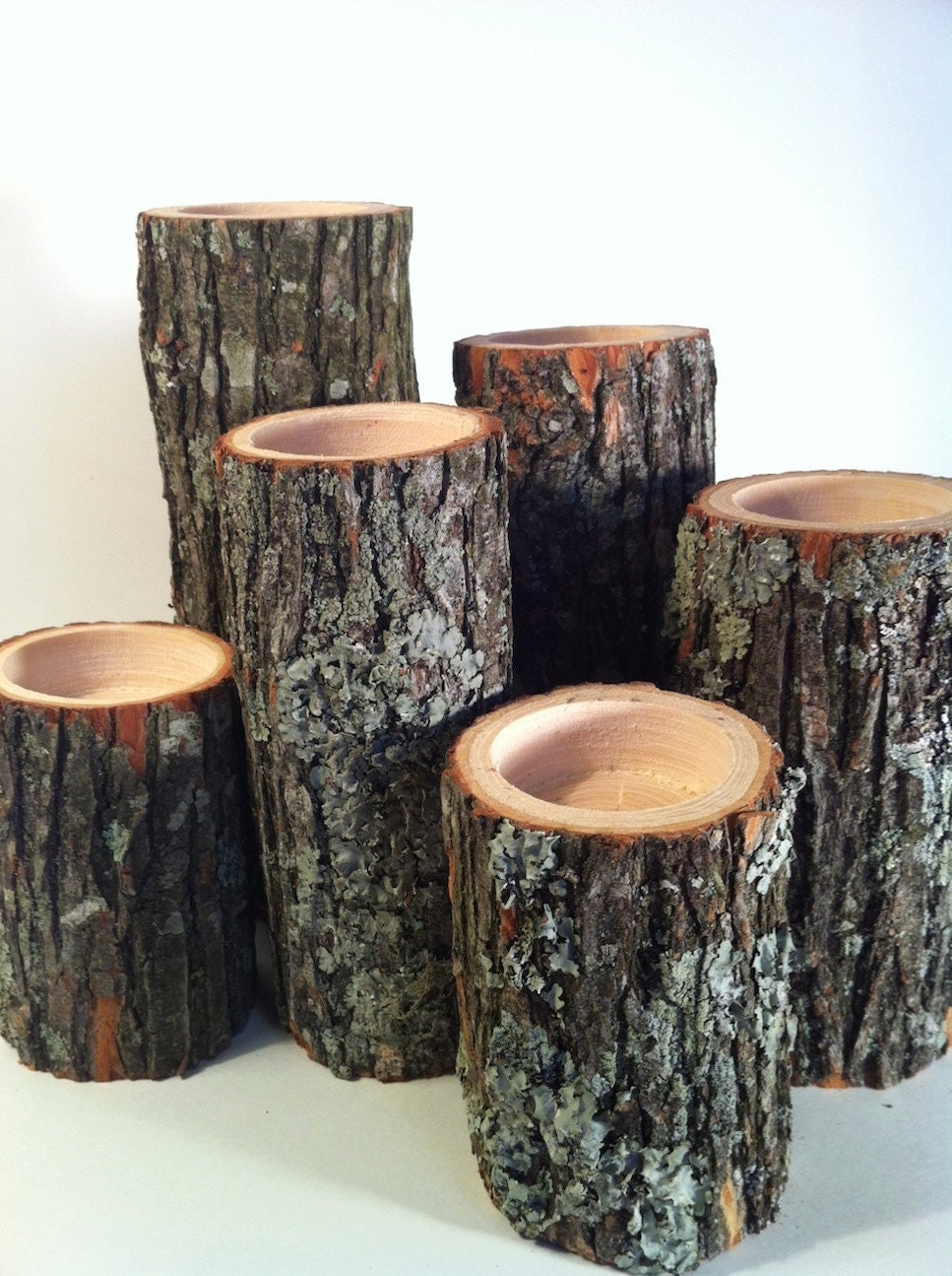 Tree Branch Candle Holders Rustic Cande Sticks Log Candles Repurposed Wood