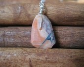 Peach Opal Nugget, Silver Necklace