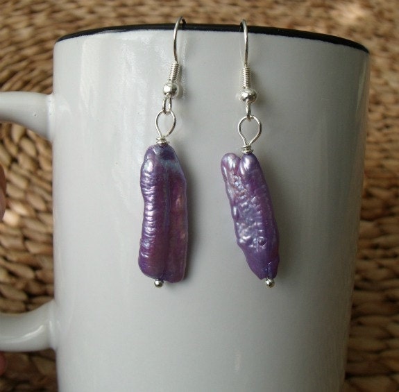 Beautiful Amethyst Colored Freshwater Pearl Earrings