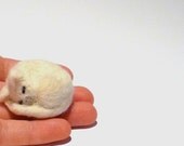 Sleeping White Cat - needlefelted sculpture - made to order- mother's day gift