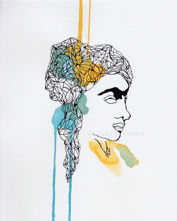female line drawing giclee print