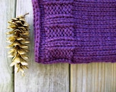 Knitted winter cowl. Royal purple. Urban rustic chic neckwarmer.