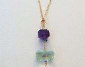 Beautiful gemstone and pearl drop lariat type necklace