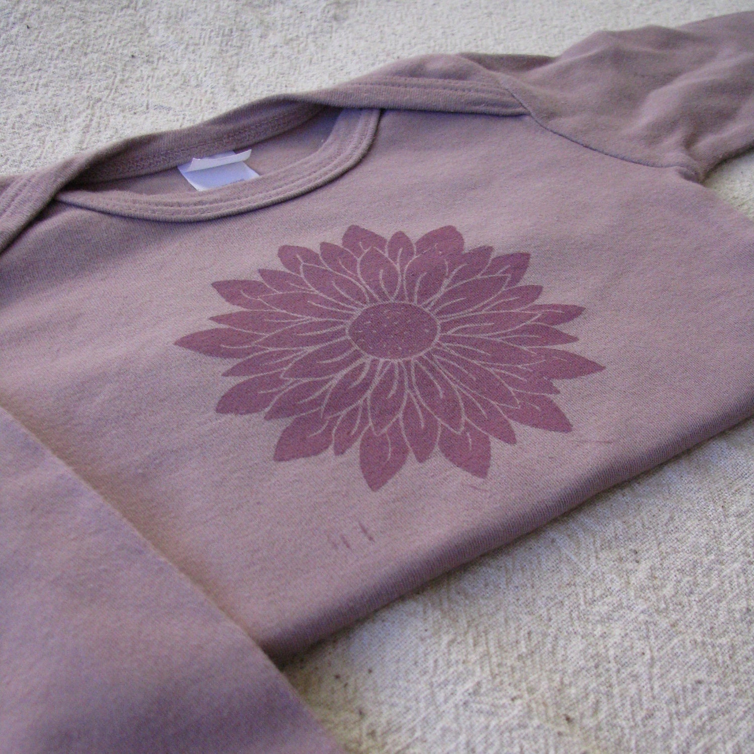 Linocut Flower LapT, Hand-Dyed, Hand-Printed, 6 to 12 Month Size