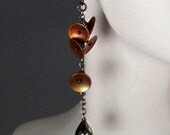 Copper and Silver Dangle Earrings - Russet Cascade - FREE shipping