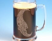 Etched Glass Mug - Tattooed Moon - Sandblasted Custom Glassware