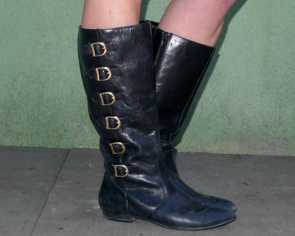 Riding Boots 8 1/2 Vintage 80s Black leather