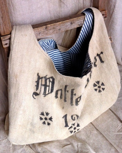 1901- reconstructed antique german grain sack sling bag