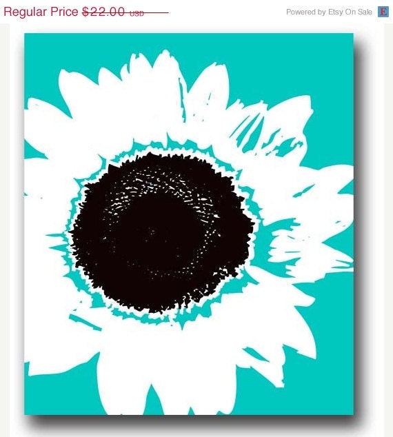 VALENTINES  SALE  25% OFF Blue background Sunflower Print