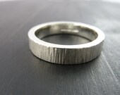 Wood Grain, Tree Bark Ring Sterling Silver - "Lumber Jack" Style