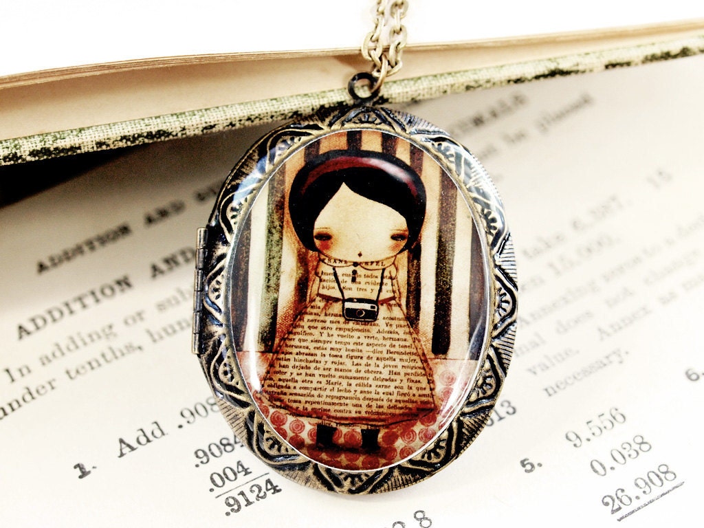 The photographer - Original Ox Brass Handmade Necklace With Oval locket Pendant by DANITA