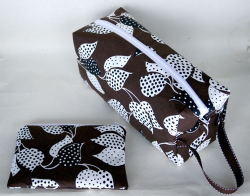 Brown and White Leaves Large Box bag