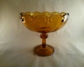 1960's mid century and MOD amber "large/oversized" candy dish-pressed glass candy dish with teardrop design