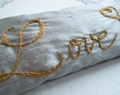 Valentines Gift of Love  Lavender and Flaxseed Eye Pillow Hand Embroidered by Dolce Dreams