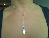 Sterling silver chain with two fine silver leafs, leaf pendants  silver necklace   silver  leaf necklace